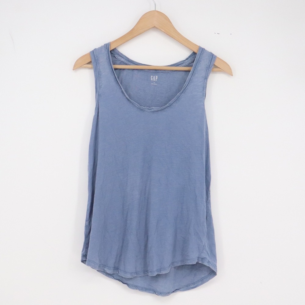 Gap Tank Top Womens M Slub Knit Racerback Blue Scoop Neck Excellent